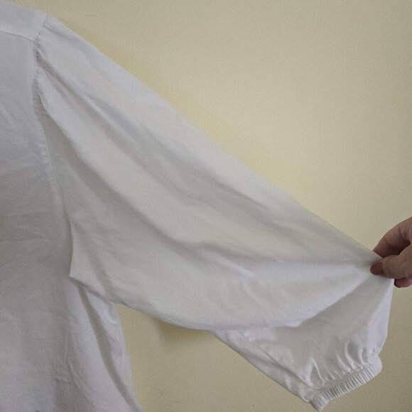 Beachlunchlounge White Isobel Tencel Puff Sleeve Button-Down Shirt Size L - Picture 4 of 7
